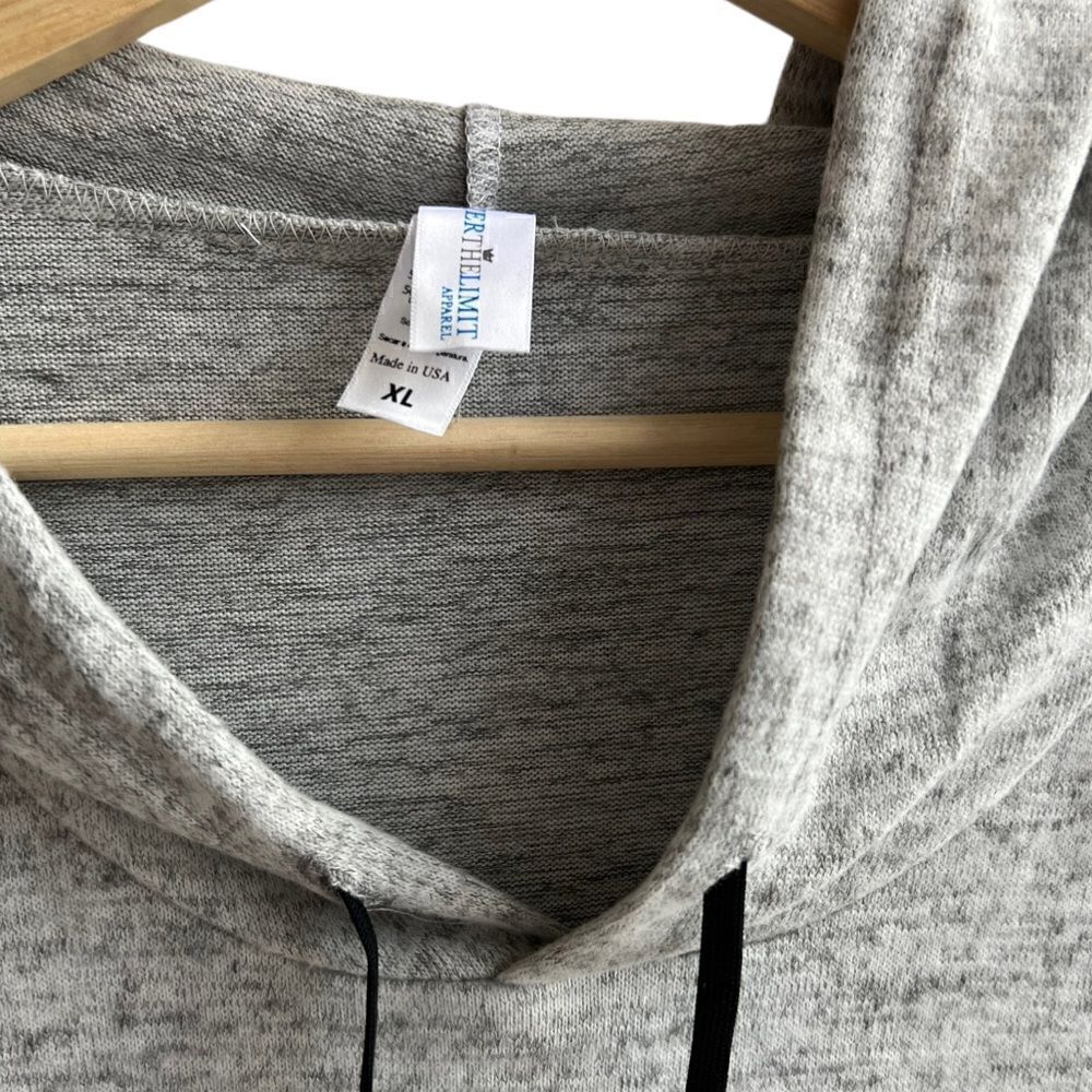 New Over The Limit Apparel Heather Gray Cropped Hooded Lightweight Sweatshirt - Picture 9 of 10